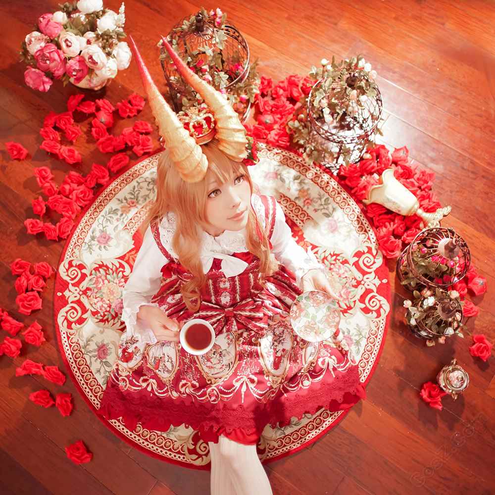 《C站·lolita·第1237期》喝午茶的少女（红）