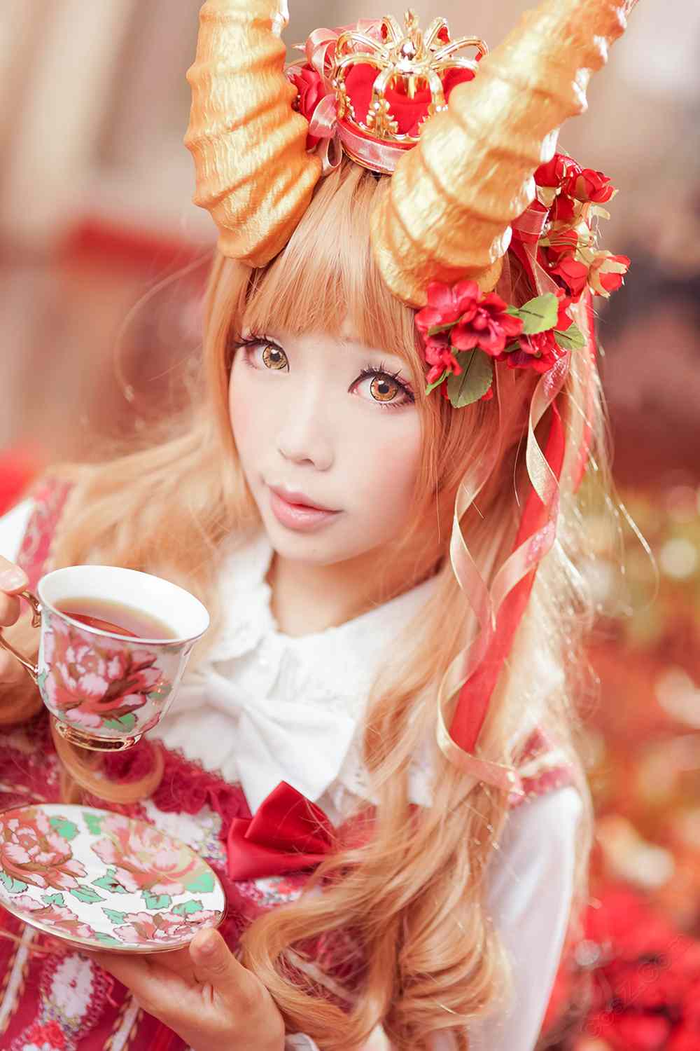 《C站·lolita·第1237期》喝午茶的少女（红）