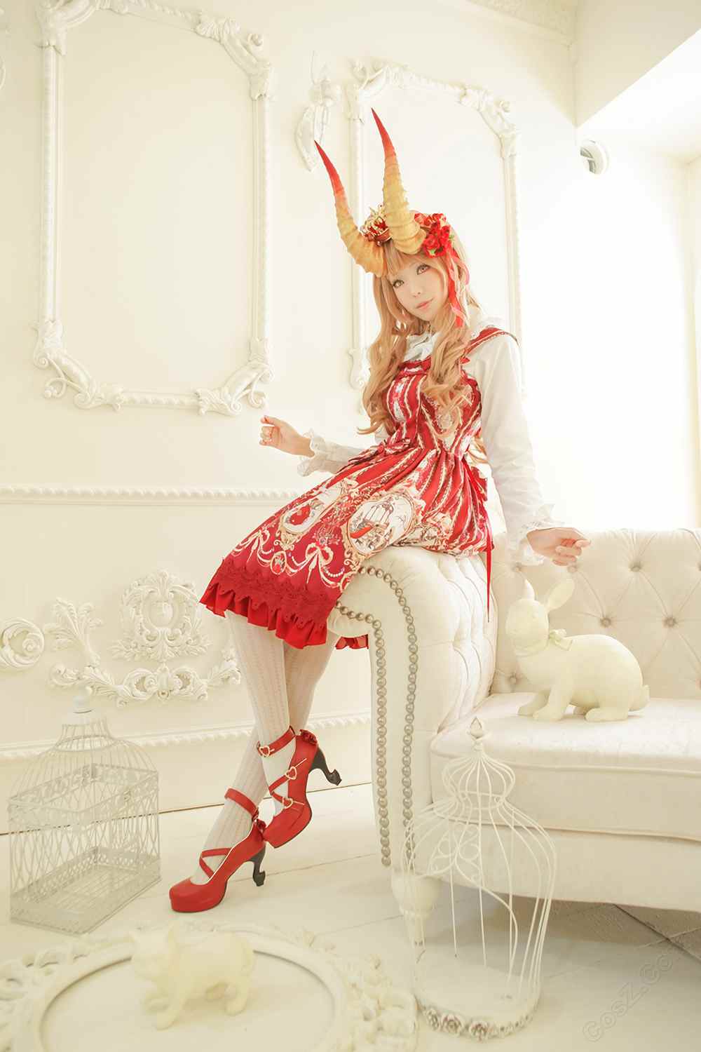 《C站·lolita·第1237期》喝午茶的少女（红）