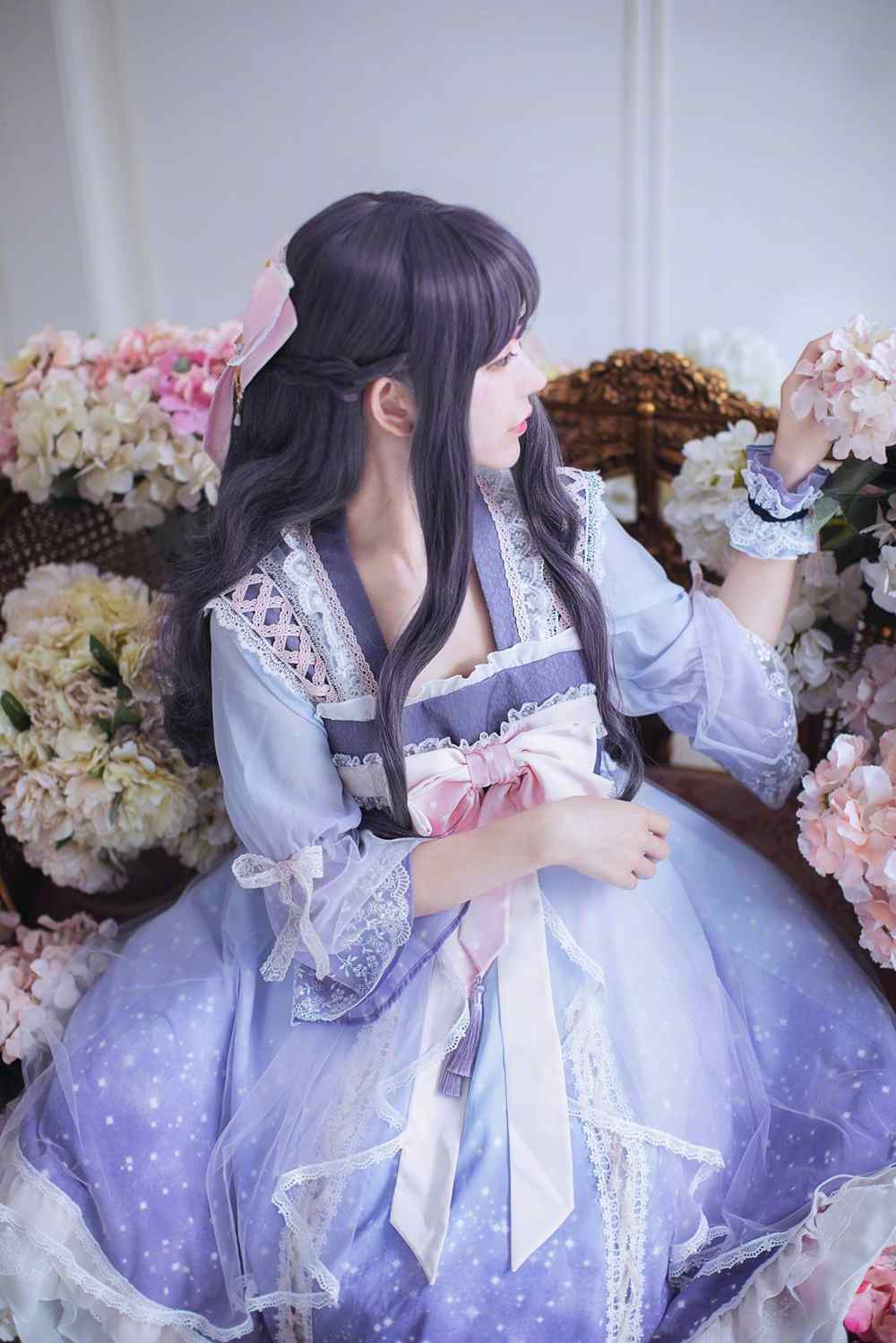 《C站·lolita·第385期》穹妹小萝莉很国风的花裙子超可爱