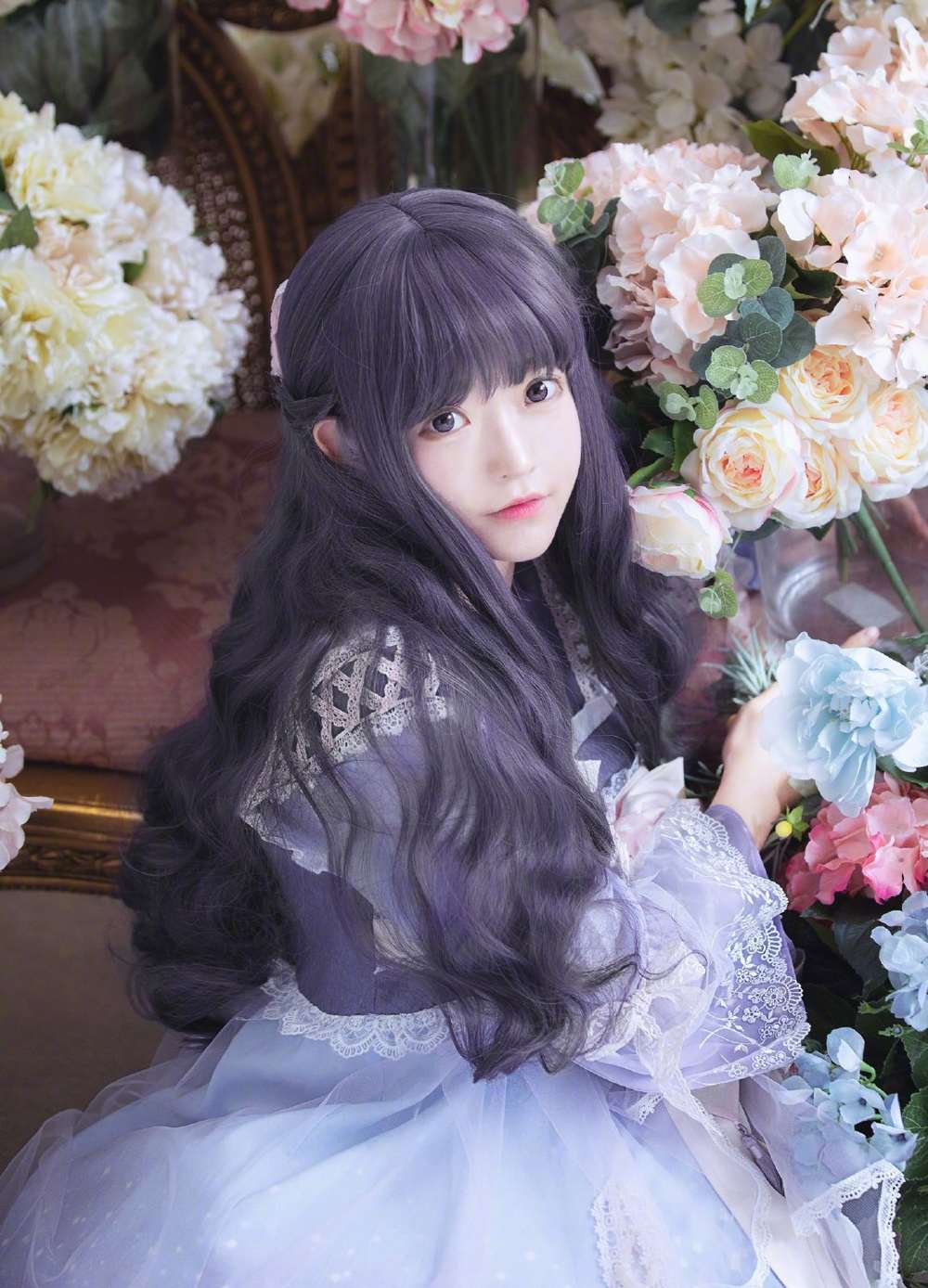 《C站·lolita·第385期》穹妹小萝莉很国风的花裙子超可爱